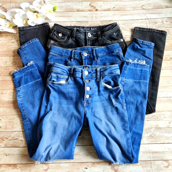 Justice Bottoms Gap Denim Justice Blue And Black Girls Jeans Bundle